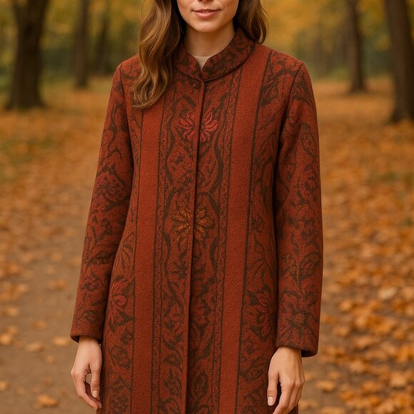 Peruvian Connection Bolivian Alpaca Long Cardigan Sweater Coat Lined Size Medium - Picture 1 of 10